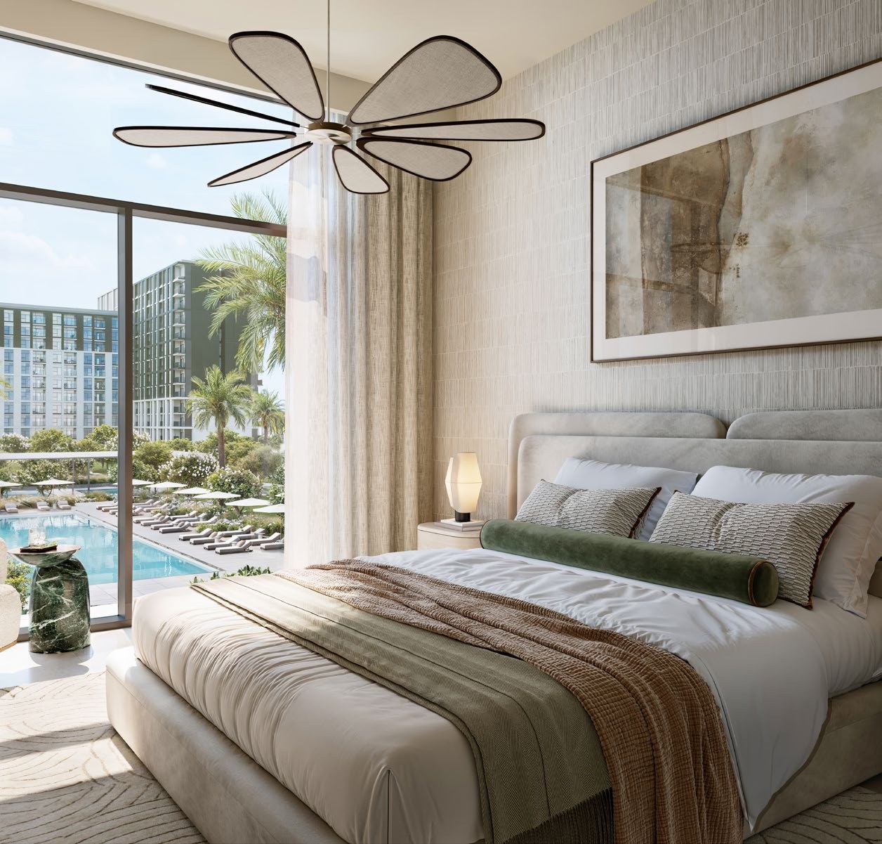 Terra Woods bedroom with floor-to-ceiling balcony glazing