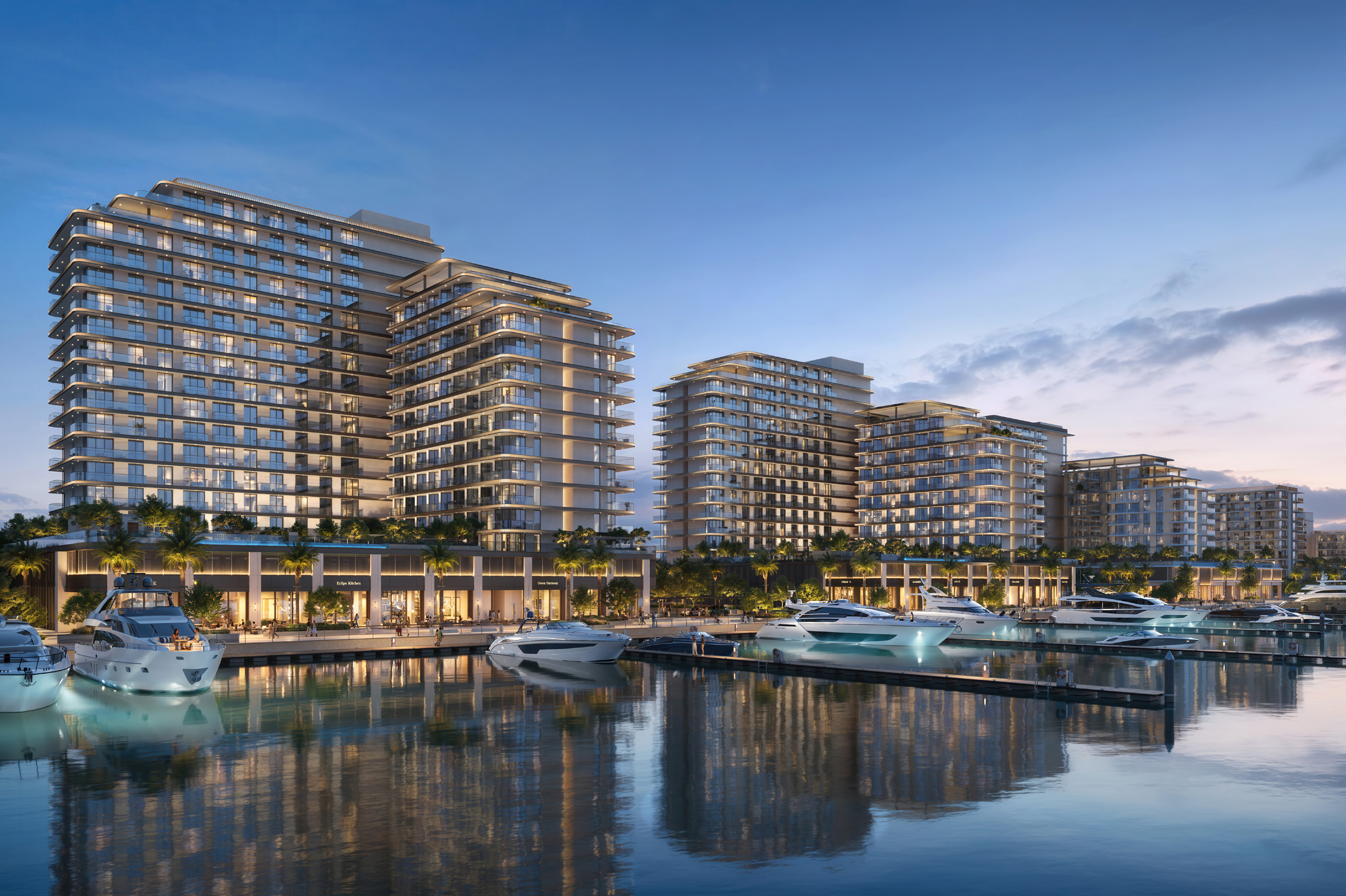 Fior 1 residences overlooking the marina at Rashid Yachts and Marina